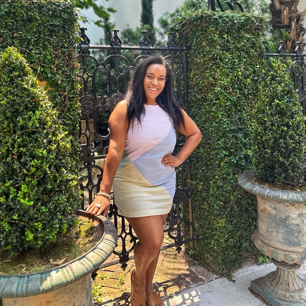 Vineyard Vines Kentucky Derby Seersucker Patchwork Preppy Pastel Midi Dress Blue - Picture 10 of 13